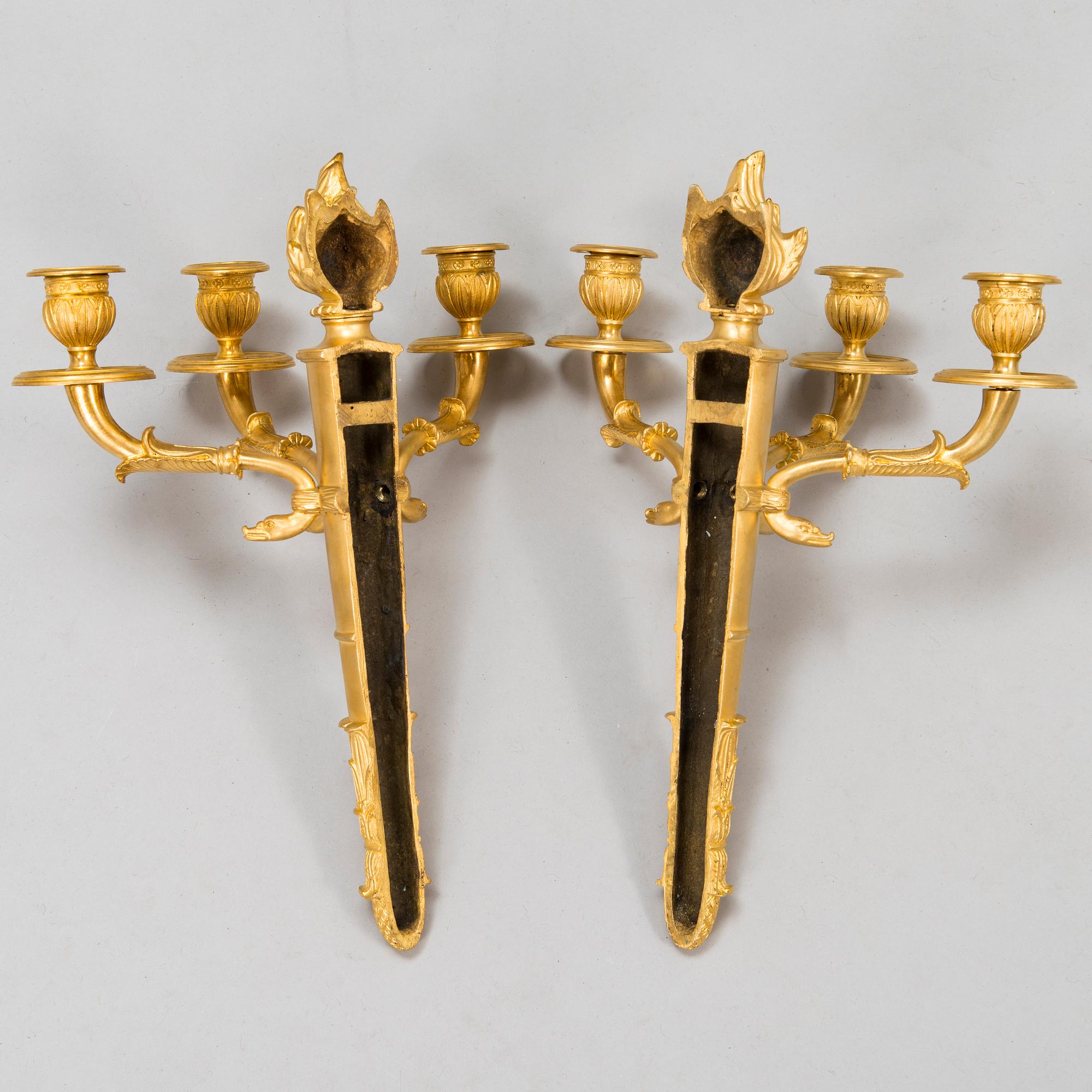 VÄGGAPPLIQUER, ett par, empire, 1800-talets slut.