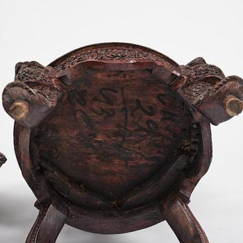 A pair of carved 'blackwood' armchairs, Bombay presidency, British Raj, circa 1880.