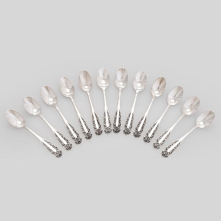 Mockaskedar 12 st, silver,  Svedboms Guldsmeds Ab Hov, Sverige 1950.