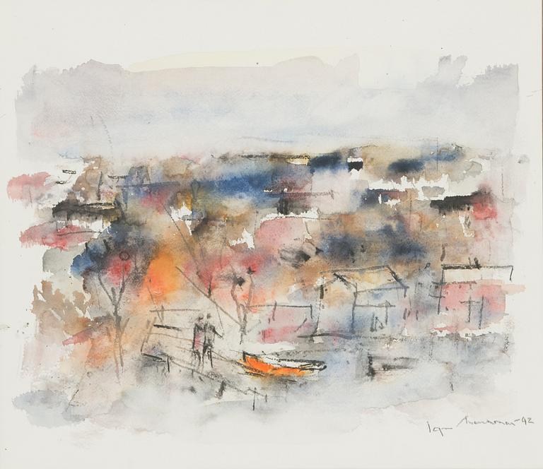 Egon Meuronen, watercolour, signed and dated -92.