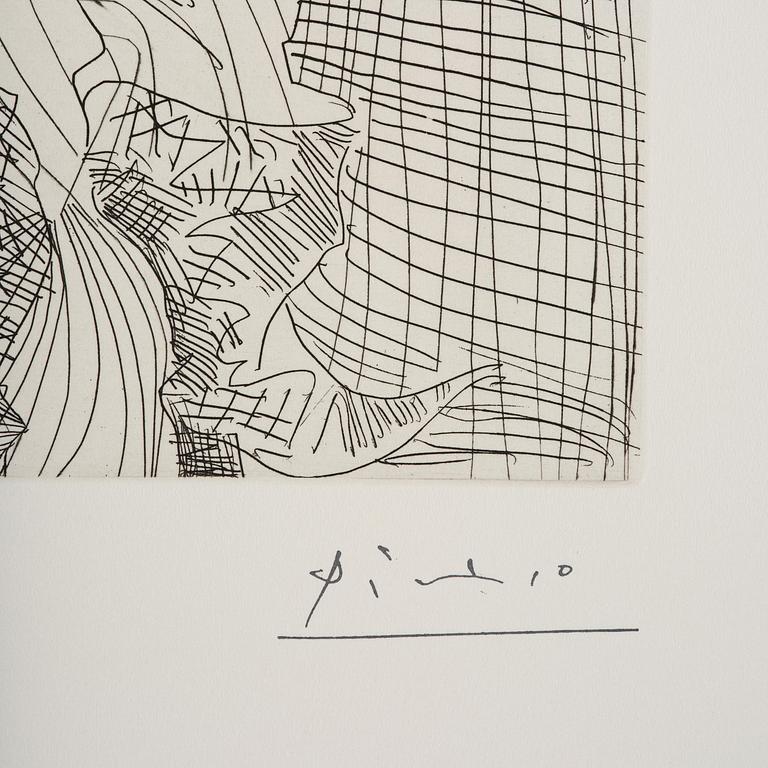 Pablo Picasso, "Couple: Femme et homme-chien, avec femme à la fleur", from: Series 156.