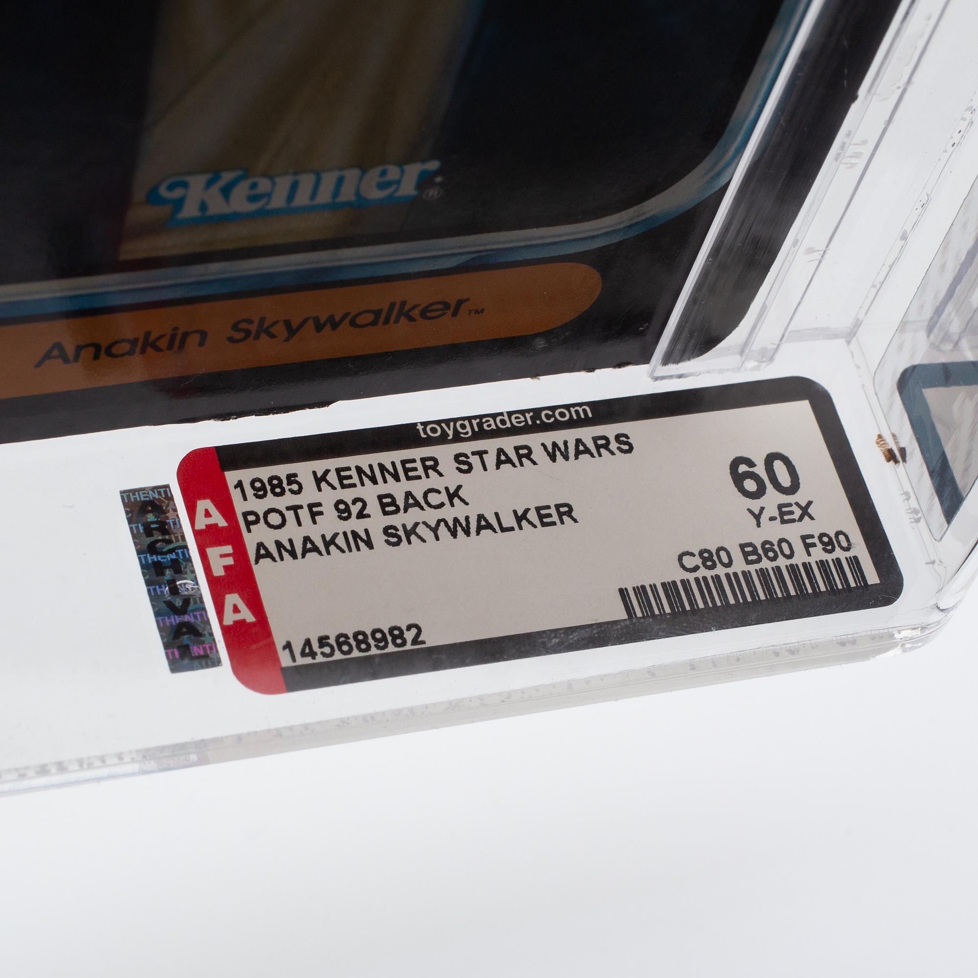 STAR WARS, Anakin Skywalker, POTF, 92 back, AFA 60 Y-EX, Kenner 1985.