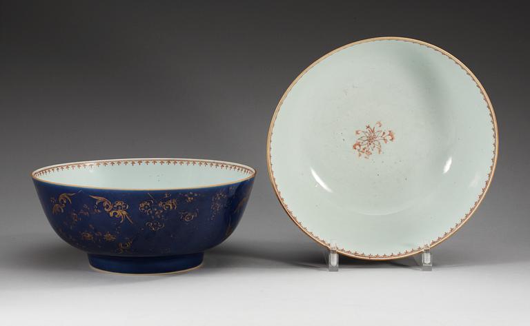 A pair of powder blue punch bowls, Qing dynasty, Qianlong (1736-95).