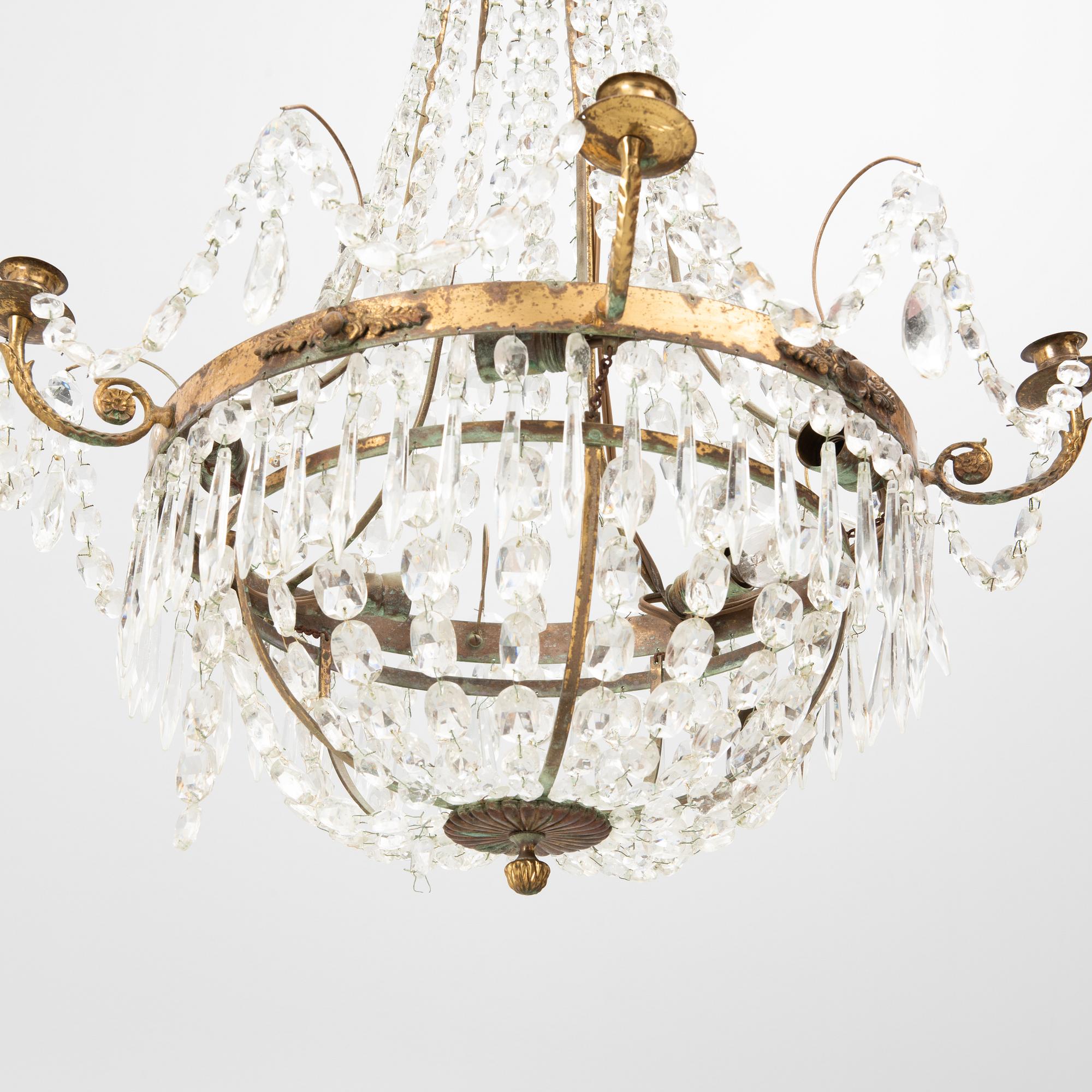 A Gustavian style chandelier, around 1900.