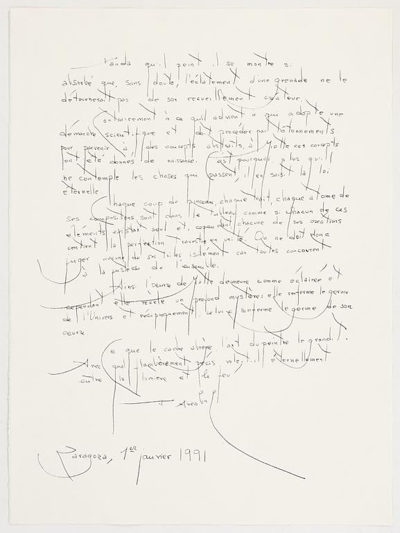 Jean Miotte, mapp med 4 färgetsningar, signerade 73/99. Omslaget är blandteknik och collage.