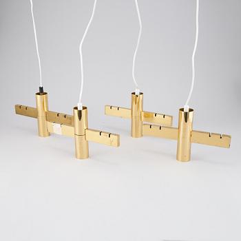 Hans-Agne Jakobsson, four brass ceiling lamps, Markaryd.