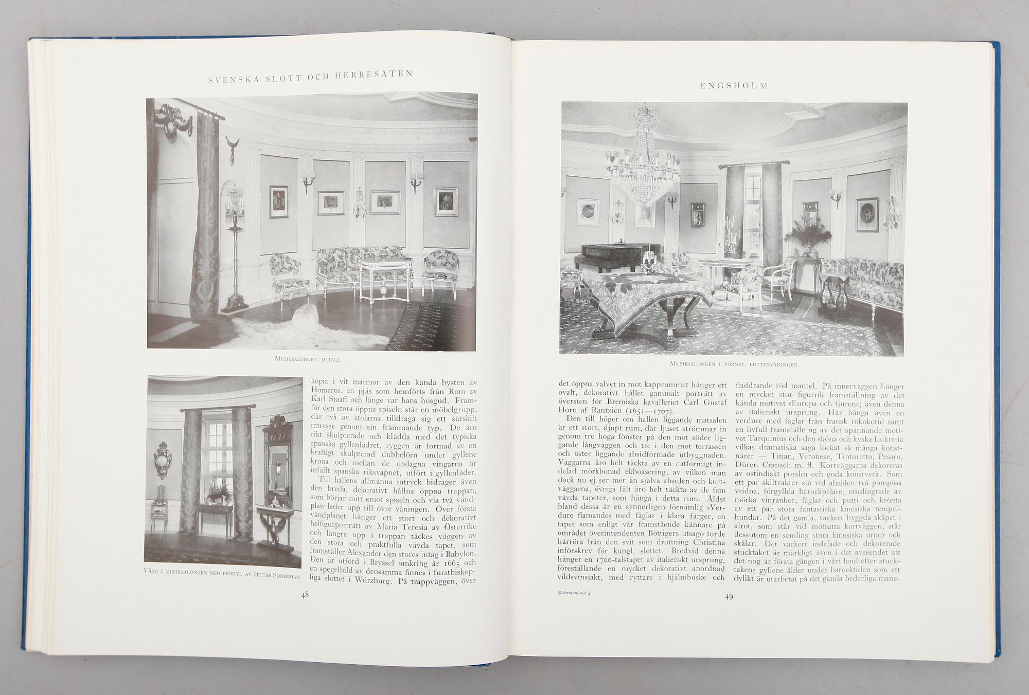 BÖCKER: Svenska Slott och Herresäten, Natur och Kultur, 1934, 4 volymer.