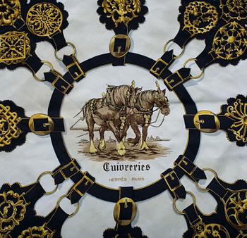HUIVI, silkkiä, "Cuivreries", design F de La Perriere, Hermès, Paris.