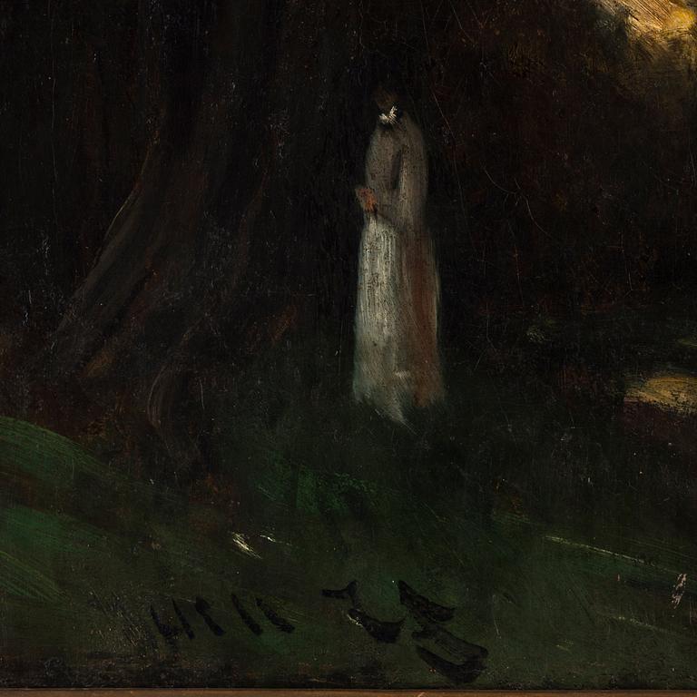 Carl Fredrik Hill, "Aftonstämning med vit figur" (Evening atmosphere with a White-clad Figure).