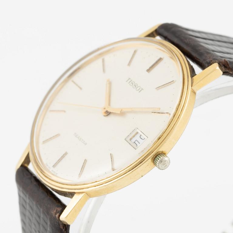 Tissot, wristwatch, 14K gold, 33.5 mm.