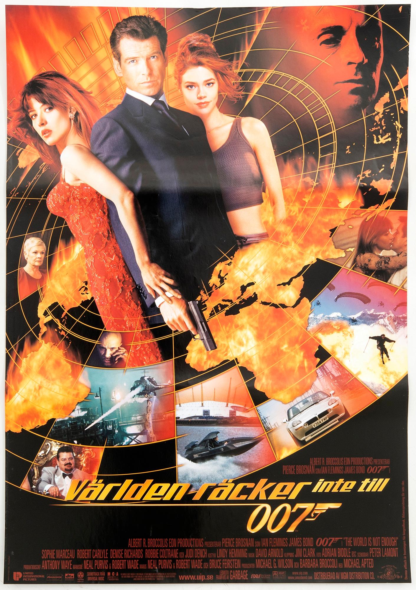 A Swedish movie poster James Bond "Världen räcker inte till" (The world is not enough) 1999.