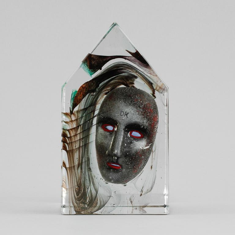 SKULPTUR, glas, Bertil Vallien, Kosta Boda Atelier, signerad och numrerad, 1900-talets andra hälft.