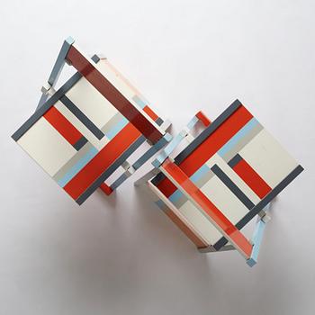 Igor Cronsioe, a pair of folding chairs, "Sudden Seat", ed. 76/95 & 87/95, Futura Gallery, Stockholm, Sweden 1983.