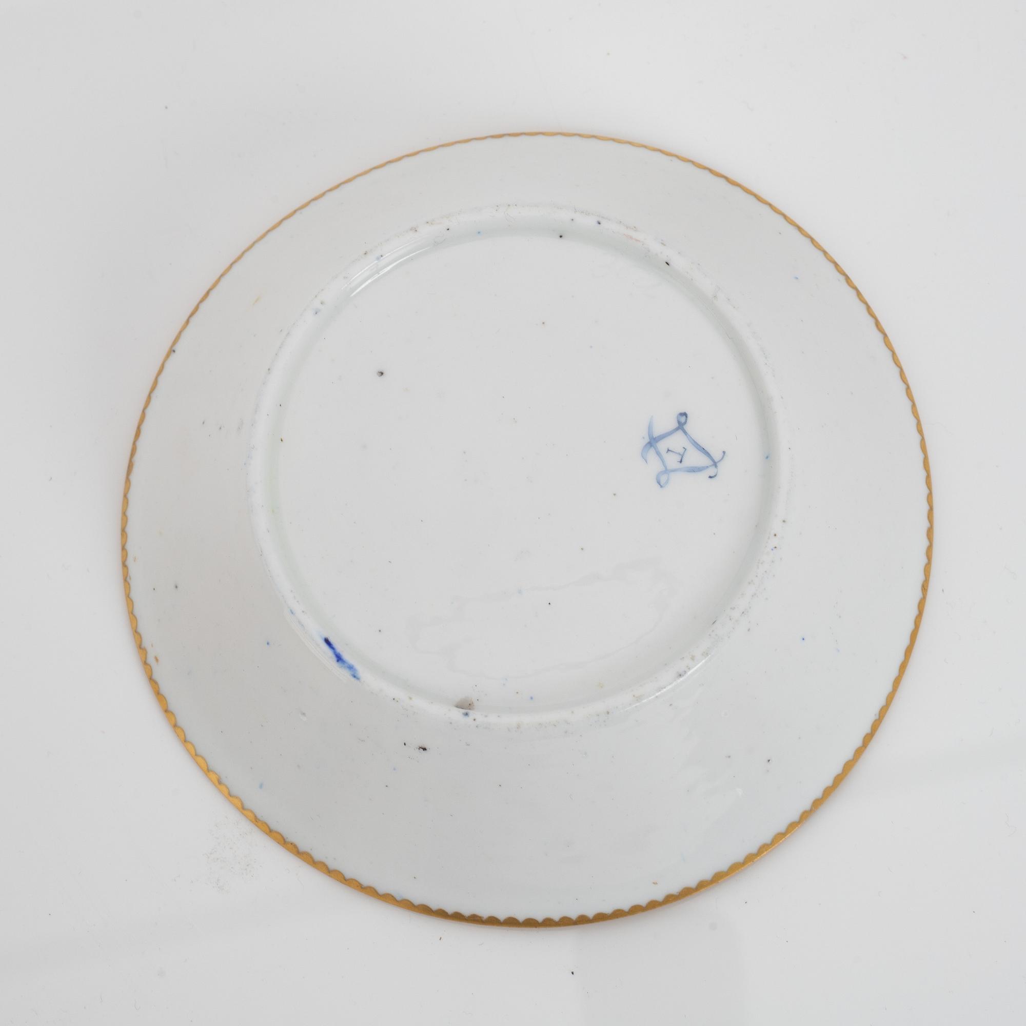 A Sèvres porcelain cup and sacuer, probably 1770's.