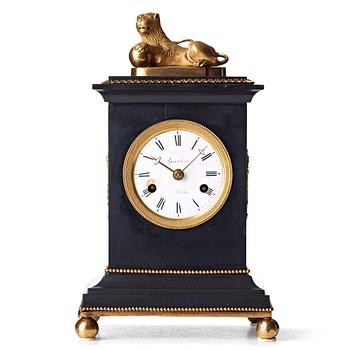 90. An Empire mantel clock by P H Beurling, master in Stockholm 1783.