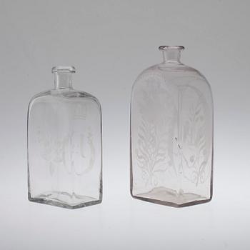 Two 19th century glass bottles.