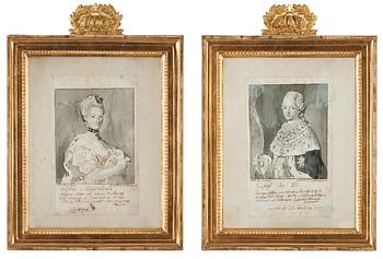 906. Pehr Hörberg, King "Gustaf III" (1746-1792) and Queen "Sofia Magdalena" (1746-1813).