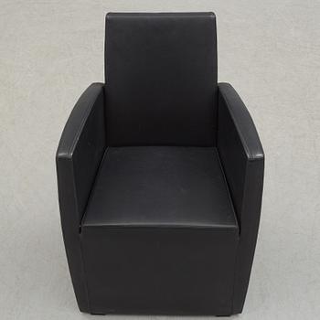 A Philippe Starck 'J Serie Lang' black leather and cast aluminium lounge chair, by Aleph, Italy.