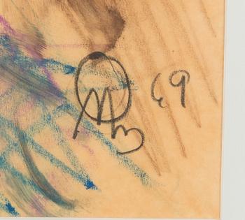 Olavi Martikainen, sekatekniikka paperille, signeerattu ja päivätty -69.