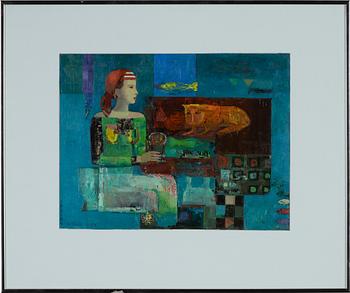 Dorina Mocan, akryl på papper,  signerad och daterad 1990.