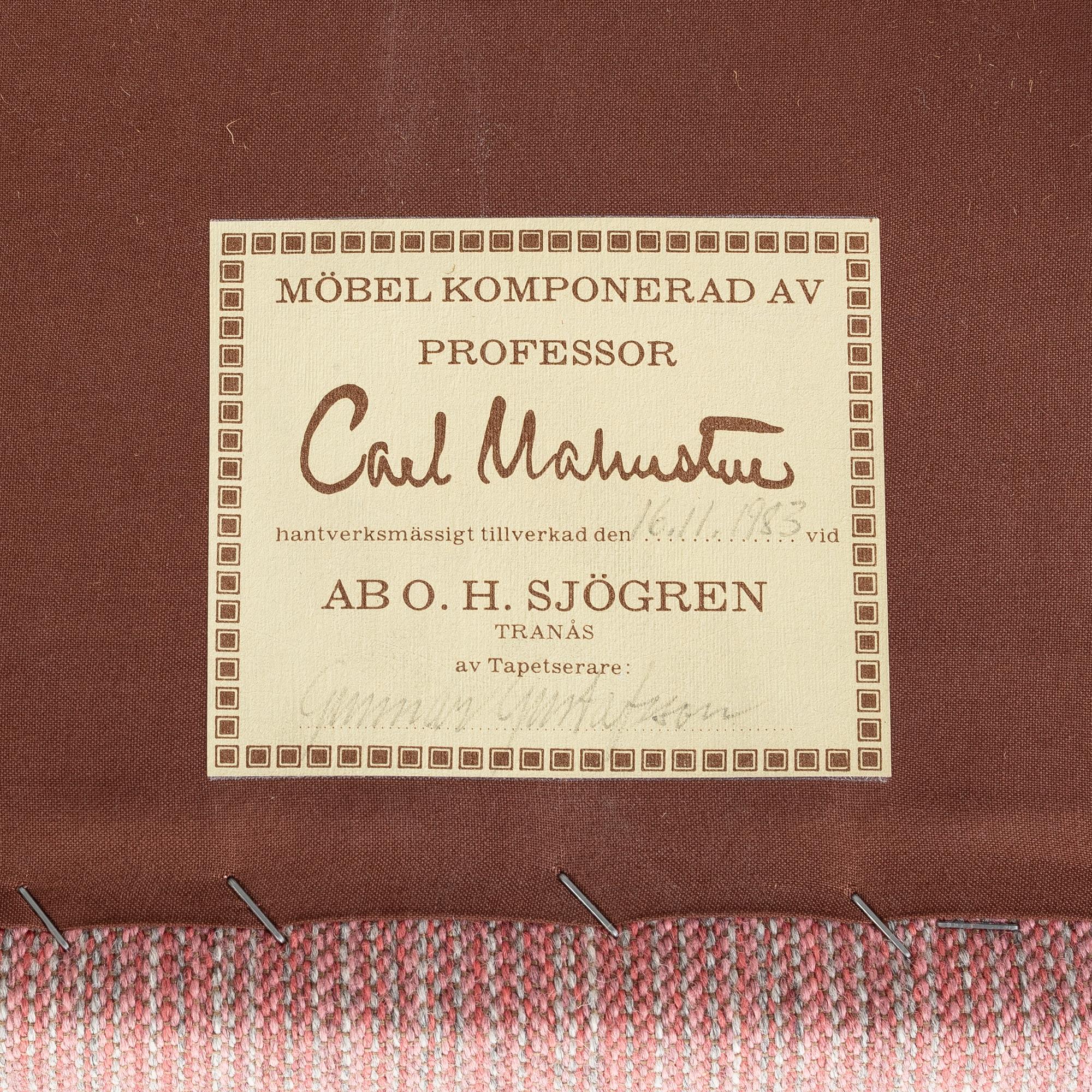 Carl Malmsten, an armchair, "Samsas", O.H. Sjögren, Tranås, 1983.