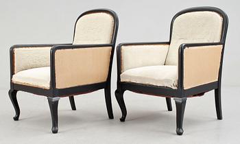 FÅTÖLJER, ett par, rokokostil, 1900-talets första hälft.