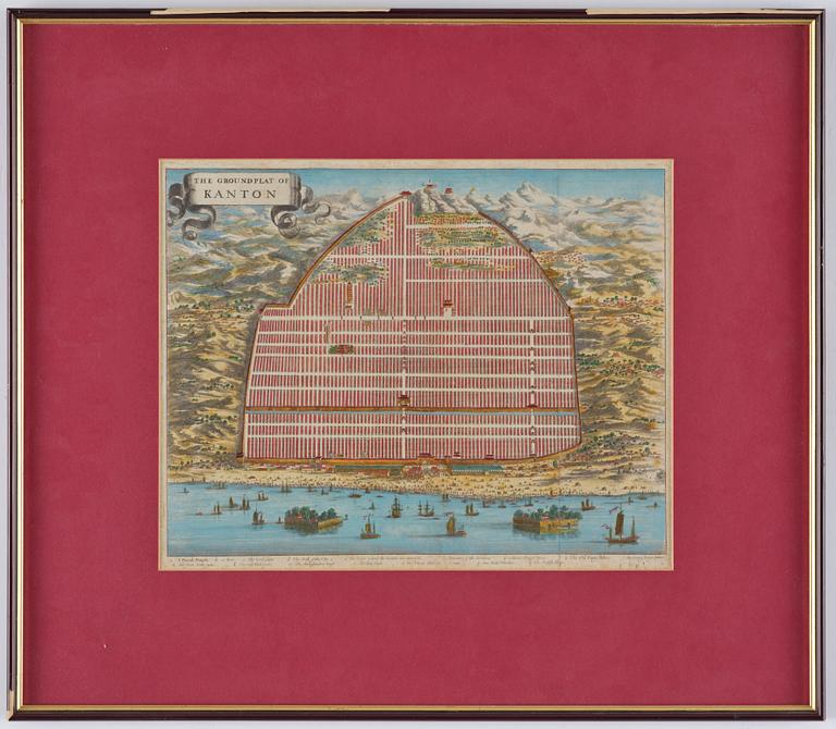 Map of Canton, engraving, 'The Groundplat of Canton', W. Bramston, 1840.