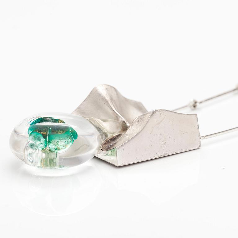 BJÖRN WECKSTRÖM, A sterling silver and acrylic necklace "Big drop". Lapponia 1973.