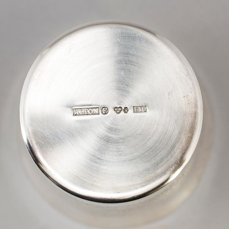 A Swedish 20th century set of 7 sterling beakers mark of Alton Falköping 1978, total weight ca 1192 gr.