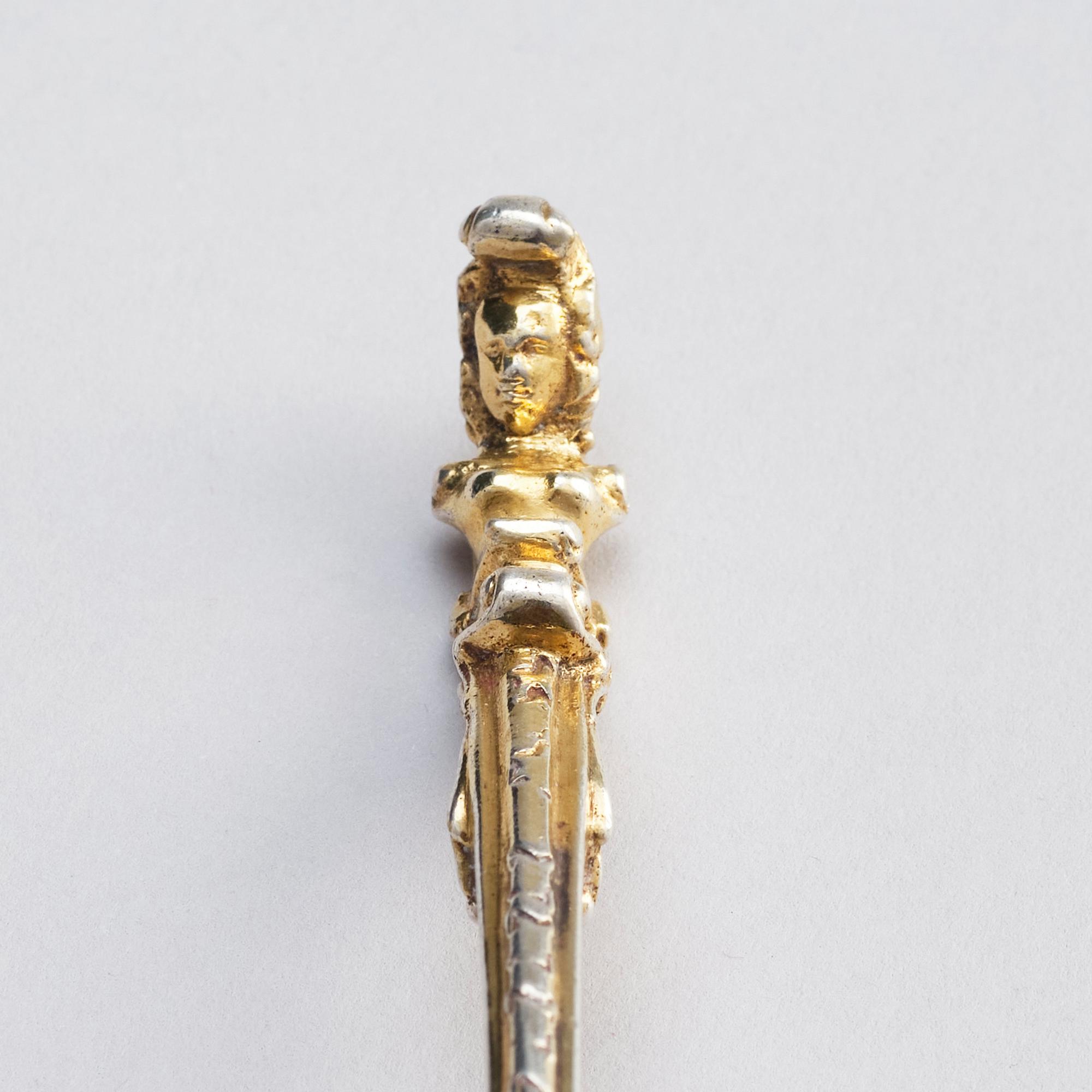 A parcel-gilt Baroque silver spoon, 18th century.