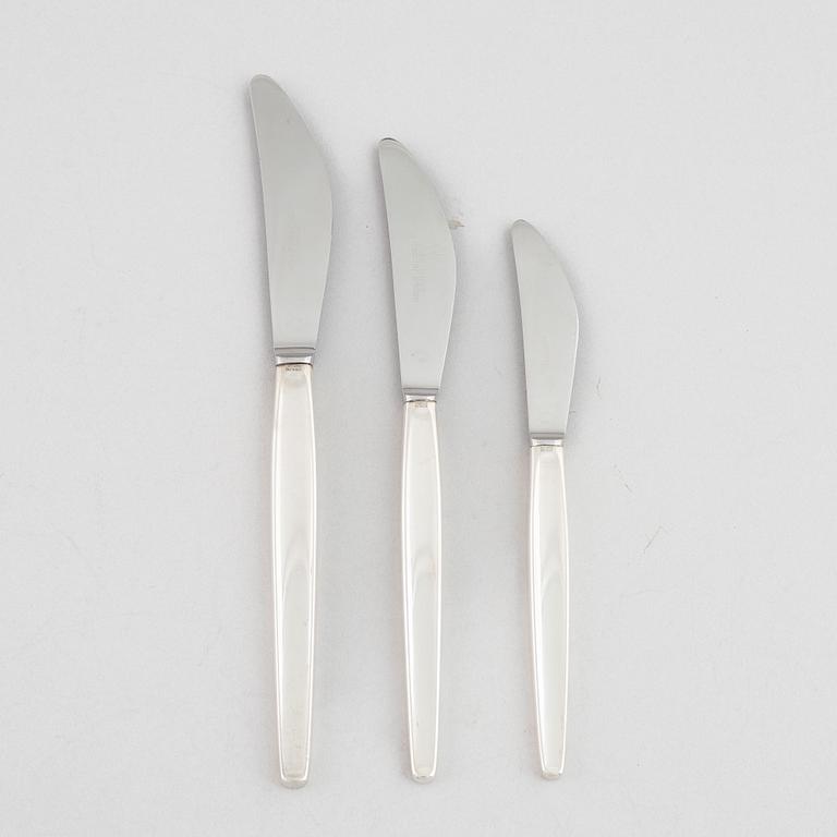 Tias Eckhoff, cutlery set, 99 pieces, sterling silver, "Cypress", Georg Jensen, Denmark.