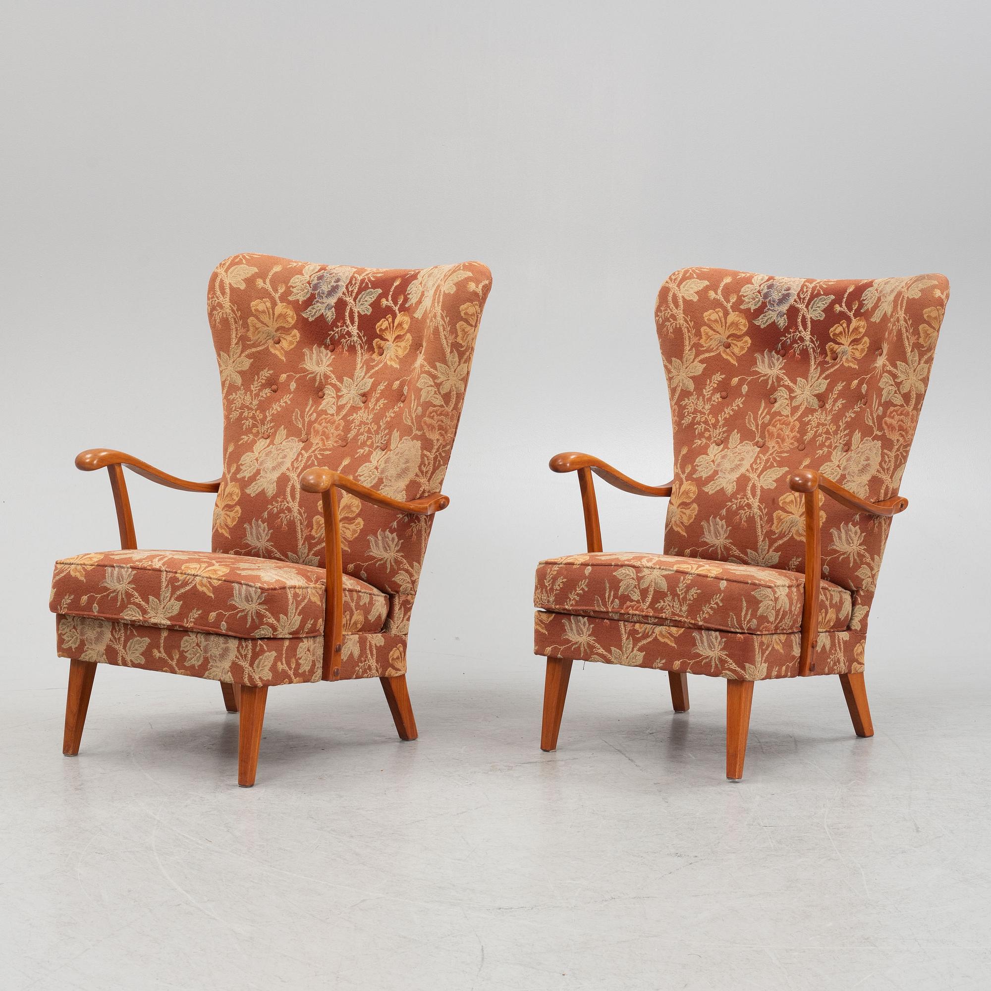 Fåtöljer, ett par, Swedish Modern, 1940-tal.