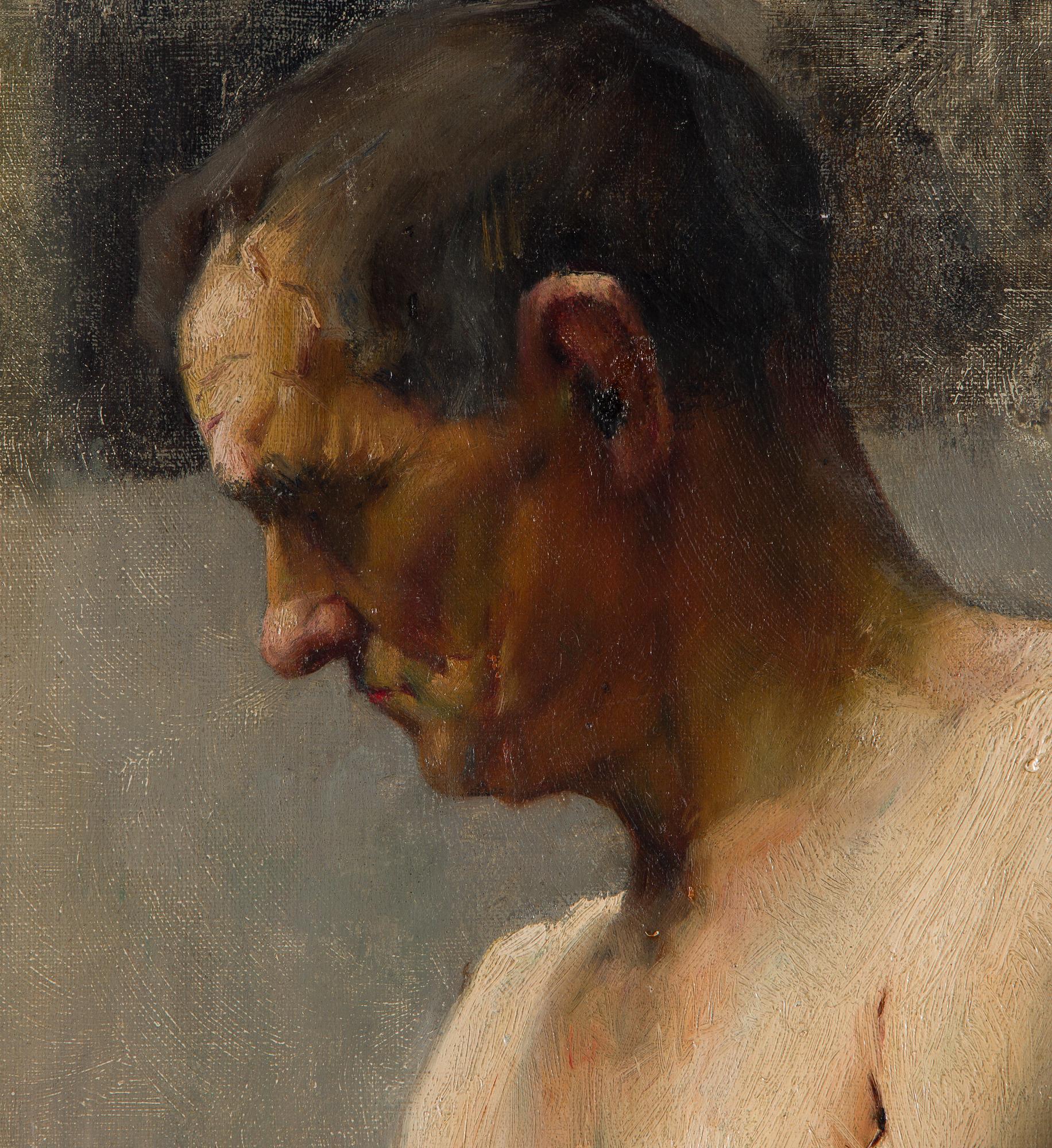 Okänd konstnär, Manlig nakenmodell, 1900-tal.
