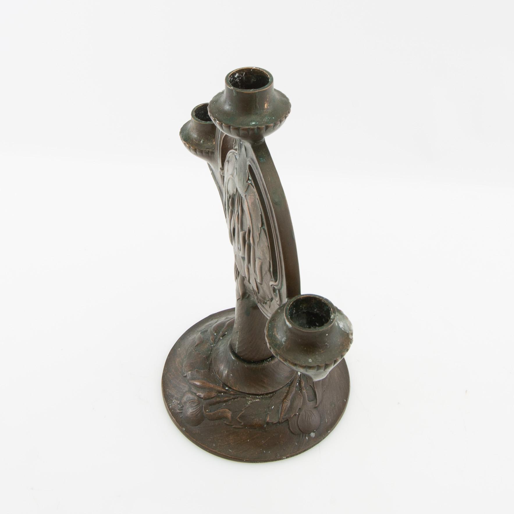 Emy Wahlström candelabrum Jugend Herman Bergman Art Foundry Stockholm early 20th century.