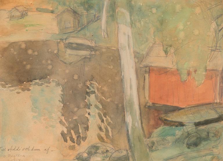 OSKARI PAATELA, water colour, signed and dated 1917. With dedication.