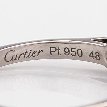 Cartier, a platinum ring, with a brilliant-cut diamond approx. 0.36 ct. With GIA dossier and certificate.