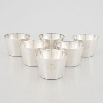 Wiwen Nilsson, six sterling silver beakers, Anders Nilsson, Lund 1960-62.