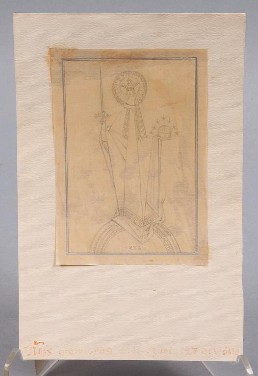 GÖSTA ADRIAN-NILSSON, blyertsteckning. Sign.