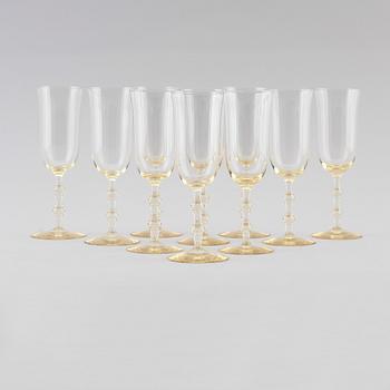 CHAMPAGNESTRUTAR, 10 st, "Salut", Simon Gate, Orrefors, 1900-talets andra hälft.