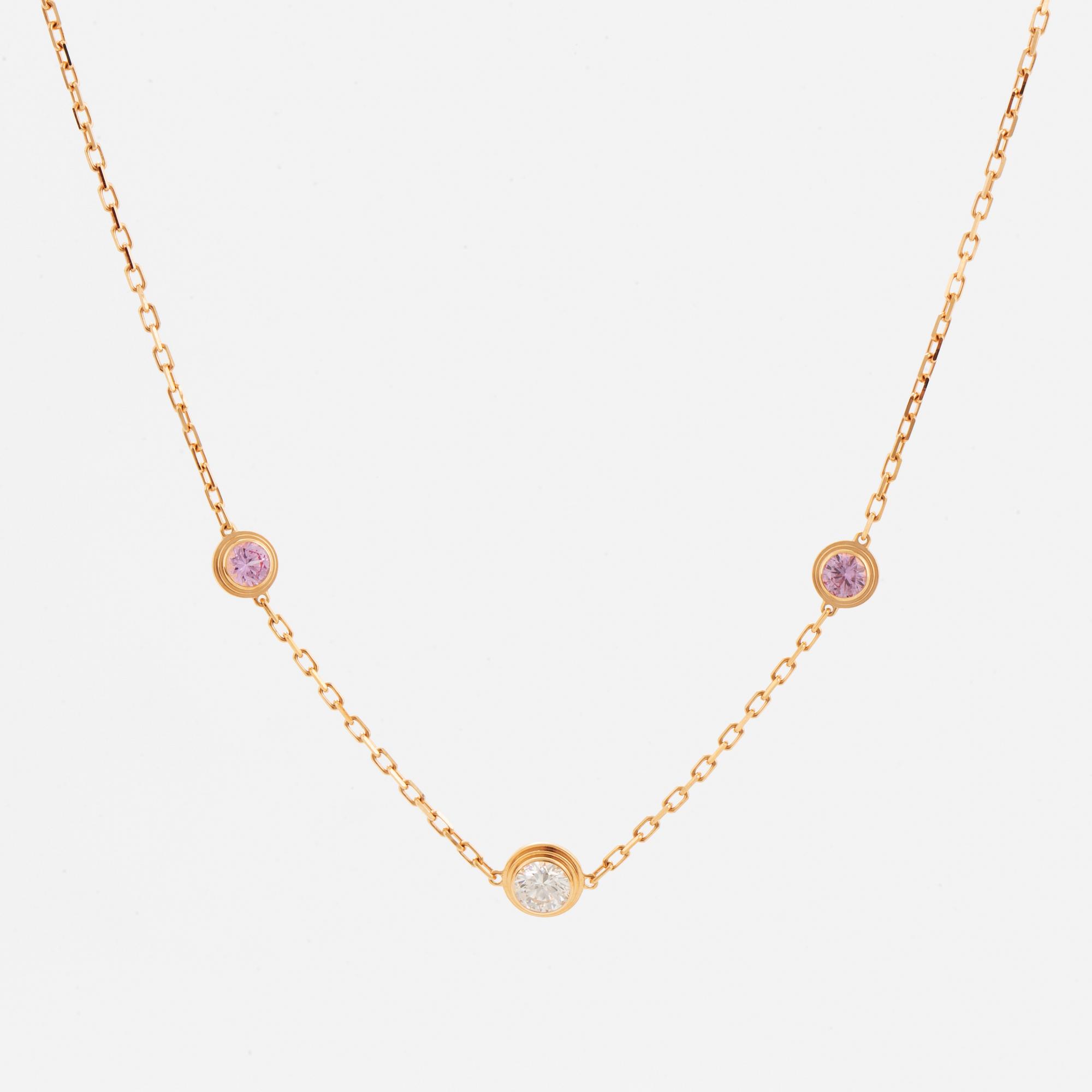 Cartier, collier med diamant och rosa safir.
