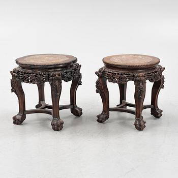 Two hardwood stools, China, 20th century.