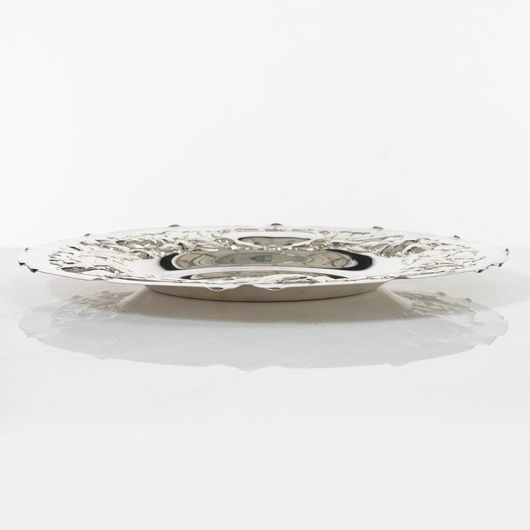 A Swedish silver plate, mark of Guldsmedsaktuebolaget, Stockholm 1951. Barock style.