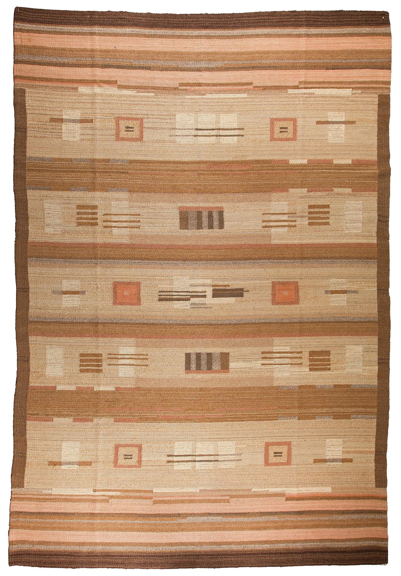 Laila Karttunen, karvalankamatto, Aaltosen Mattokutomo, Kiikka 1930-luku. Noin 300 x 200 cm.