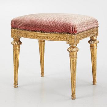 A Gustavian giltwood stool by E. Ståhl (master in Stockholm 1794-1820).