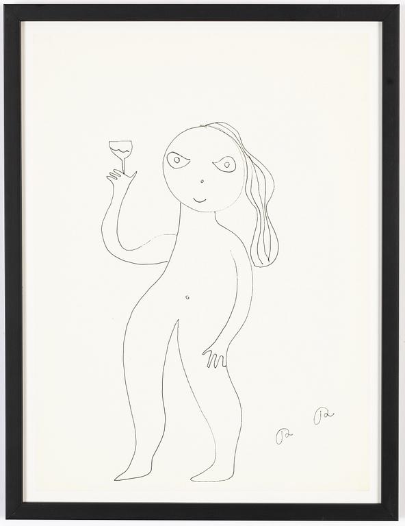 Roger Risberg, indian ink drawing, signed. Executed in 2008.
