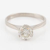 Ring, 18K white gold with brilliant-cut diamond 1.11 ct.