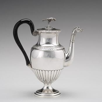 Anders Lundquist, kaffekanna, silver, Stockholm 1817, empire.