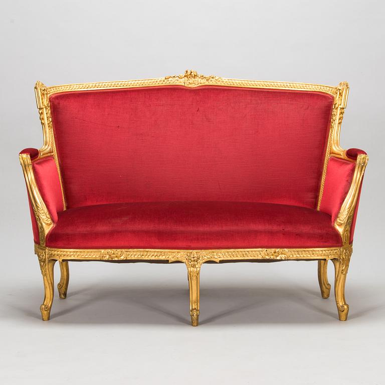 A late 19th century sofa in Louis XVI style.