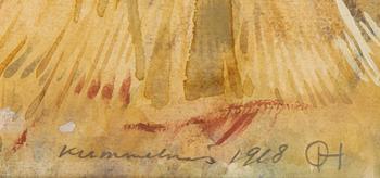 Olle Hjortzberg, watercolour, signed and dated Kummelnäs 1918.
