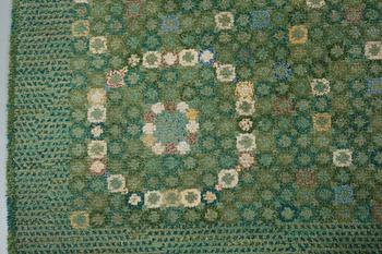 Barbro Nilsson, matto, "Bankrabatten grön", knotted pile, ca 502-504 x 202,5-207 cm, signed AB MMF BN.